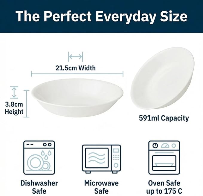 Corelle Vitrelle 6-Piece Bowl Set Triple Layer Glass and Chip Resistant - Image 3