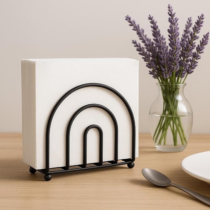 Napkin Holder for Table Countertop, Modern Decorative Sturdy Iron Black Metal - Image 6