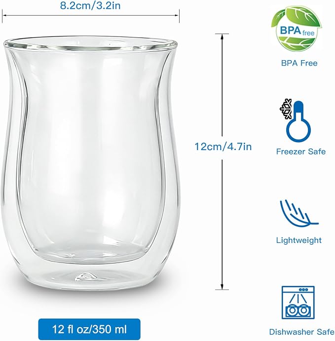Easyworkz Double Walled Glass Coffee Mugs, Cocktails & All Beverages - Image 2