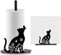 Cat Paper Towel Holder, Black Cat Countertop Kitchen Decor Indoor with Round Base, Cats Lover Gifts, Iron Kitty Napkin Holder Stand Accessories for Bathroom Kitchen Dining, 2 PCS