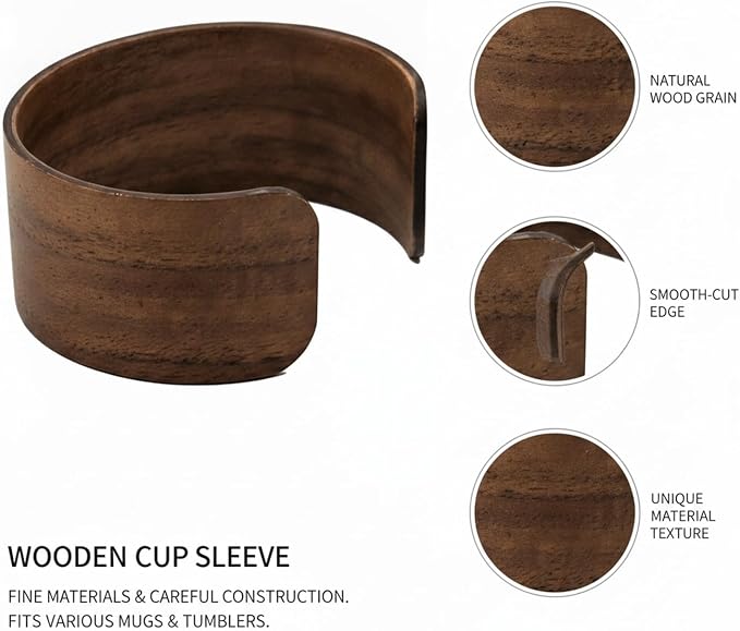 Office Desk & Home Coffee Station Accessory, Wooden Cup Sleeve - Image 6