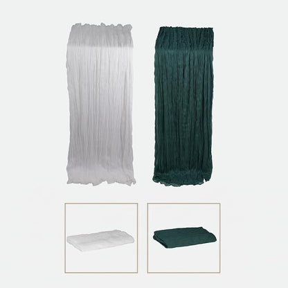 Cheesecloth Table Runner 2 Pack White and Dark Green, Boho Gauze Table Runner - Image 2