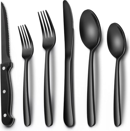 EWFEN 24-Piece Black Silverware Set by EWFEN