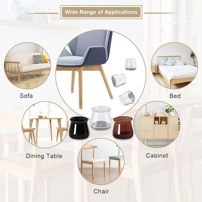 32 Pcs Chair Leg Floor Protectors - OASMU Silicone Felt Pads, Scratch-Proof & Noise-Free, Easy Smooth Moving, Small Size (Fits Round Chair Legs: 15/16" to 1-5/16" Diameter)