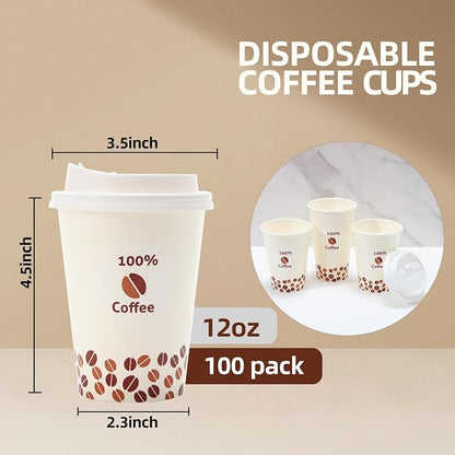 Tamone 100 PACK 12OZ Disposable Coffee Cups - Image 2
