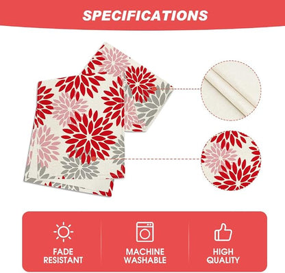 Artoid Mode Red Pink Dahlia Floral Pinnata Christmas Table Runner, Valentine - Image 5