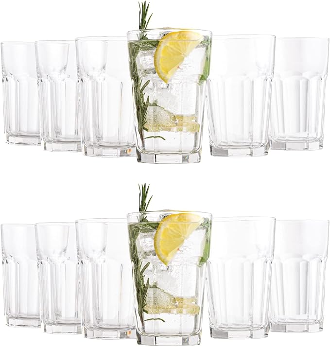Vikko Large Drinking Glasses, 14 Ounce Glass Cups, Durable Glasses Drinking Set by Vikko