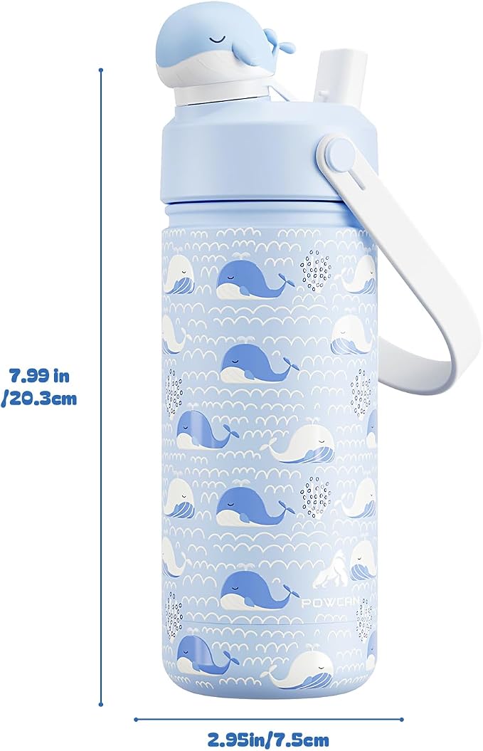 POWCAN 18 oz Kids Water Bottle for School: 2-in-1 Straw Spout Lid - Image 8
