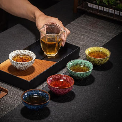 5Pcs Ceramic Tea Cup Set, 4oz Chinese Tea Cups - Image 6