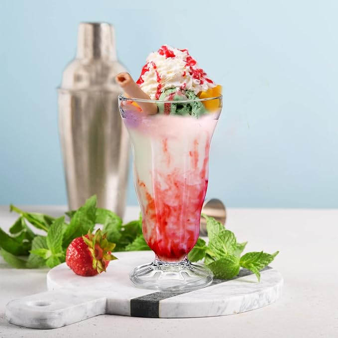 6 Pack Acrylic Milkshake Glasses, 15 OZ Plastic Old Fashioned Soda Glass - Image 4