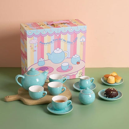 Sweejar Porcelain Tea Set for Little Girls, Kitchen Toys Tea Party Set for Kids - Image 3