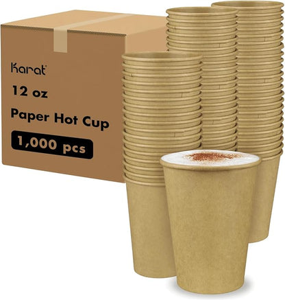 Karat 10oz Kraft Paper Coffee Cups Disposable, Leak-Resistant Double Poly-Lined by Karat