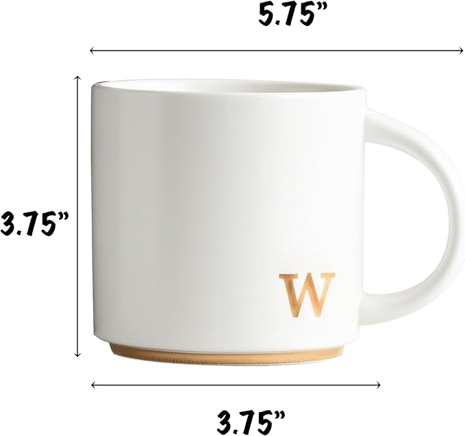 COLLECTIVE HOME Ceramic Coffee Mug, 15 oz Monogram Cup - Image 2
