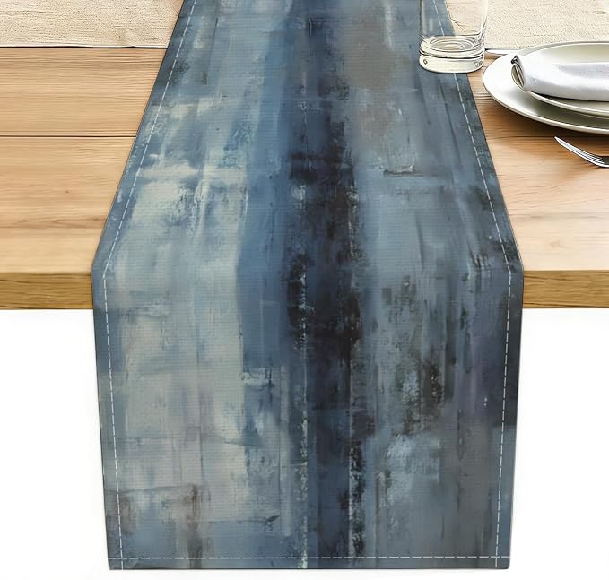 Blue Grey Table Runners Modern Art Farmhouse Linen Table Runners | Dresser by Unknown