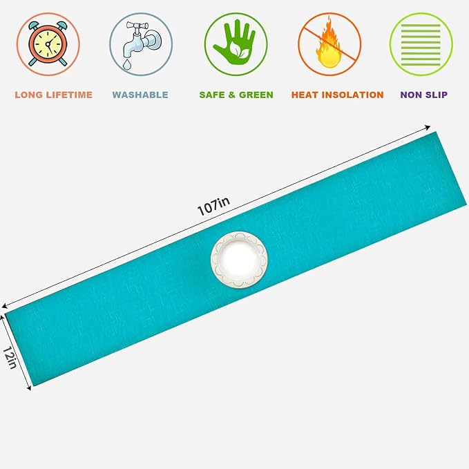 GIVERARE Table Runner, 12x108 in Heat-Resistant Woven Vinyl Long Tabletop - Image 3