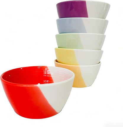Porcelain 12 oz Small Bowl Sets, Ceramic Stoneware Bowls, 5 Inch Bowls for Desert, Snack, Fruit, Side Dishes, Rice, Kitchen Prep, Microwave Safe - 5 Inch, Set of 6, Multicolor