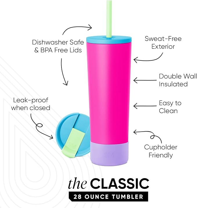 Simple Modern Iced Coffee Tumbler, Insulated | 28oz | 80s Mix | Reusable - Image 2