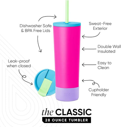 Simple Modern Iced Coffee Tumbler, Insulated | 28oz | 80s Mix | Reusable - Image 2