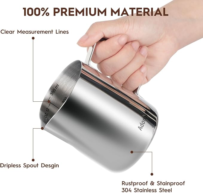 Milk Frothing Pitcher, 8.5oz/12oz/20oz/32oz/50oz/66oz Milk Frother Cup - Image 3