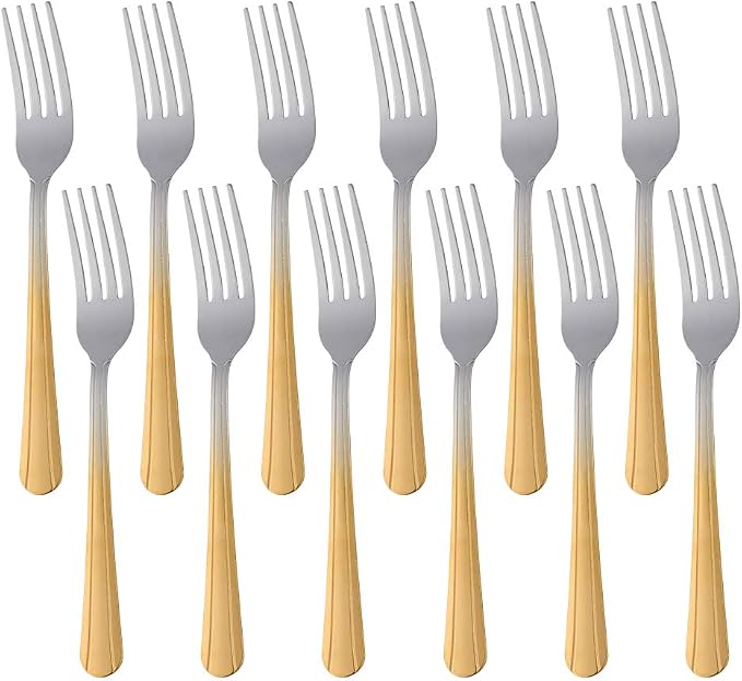 12 Pieces Dinner Fork, Stainless Steel Silverware Forks, 7.1 Inches Metal Fork by KitchenDining