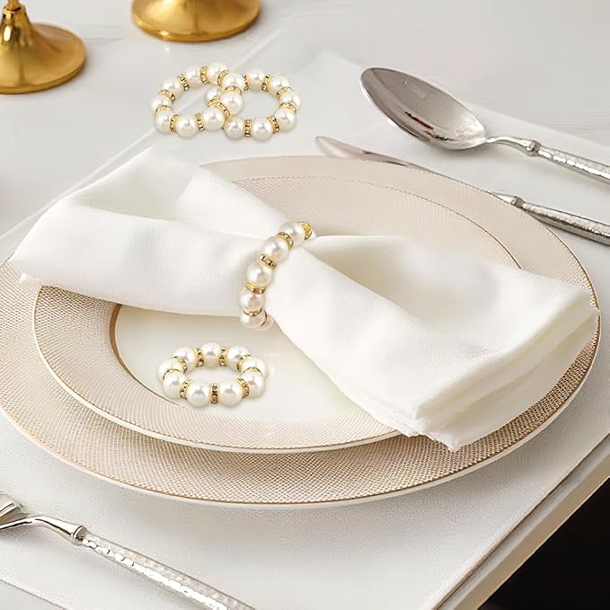 60 Pcs Pearl Napkin Rings Set - Image 7