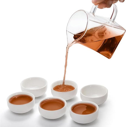 Foraineam Ceramic Sake Tea Cups Set of 12, Premium White Pottery Asia Japanese - Image 5