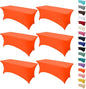 6Pack 8FT Table Cloth for Rectangular Fitted Events Stretch Orange Table Covers Washable Spandex Tablecloth Protector for Party, Wedding, Cocktail, Banquet, Festival