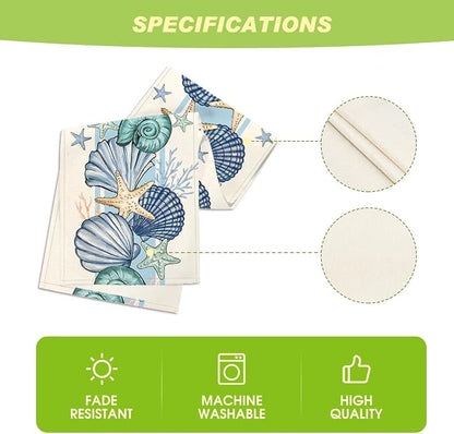 Artoid Mode Sea Shell Starfish Summer Table Runner, Spring Ocean Kitchen Dining - Image 5