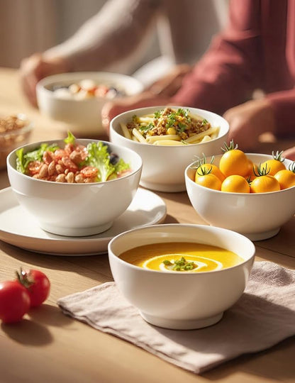 Porcelain Soup Bowls Set of 6, 26 oz Deep Cereal Bowls - Image 6