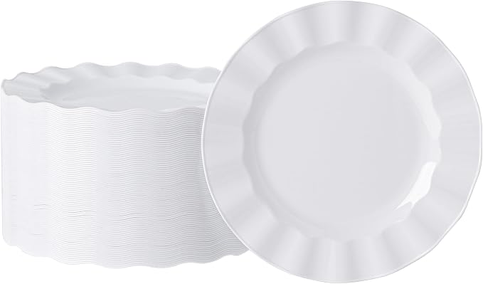 72 Pack White Plastic Plates, Thanksgiving by NZVCNTableware