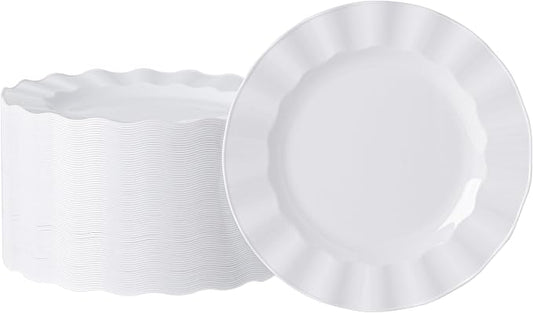 72 Pack White Plastic Plates, Thanksgiving by NZVCNTableware