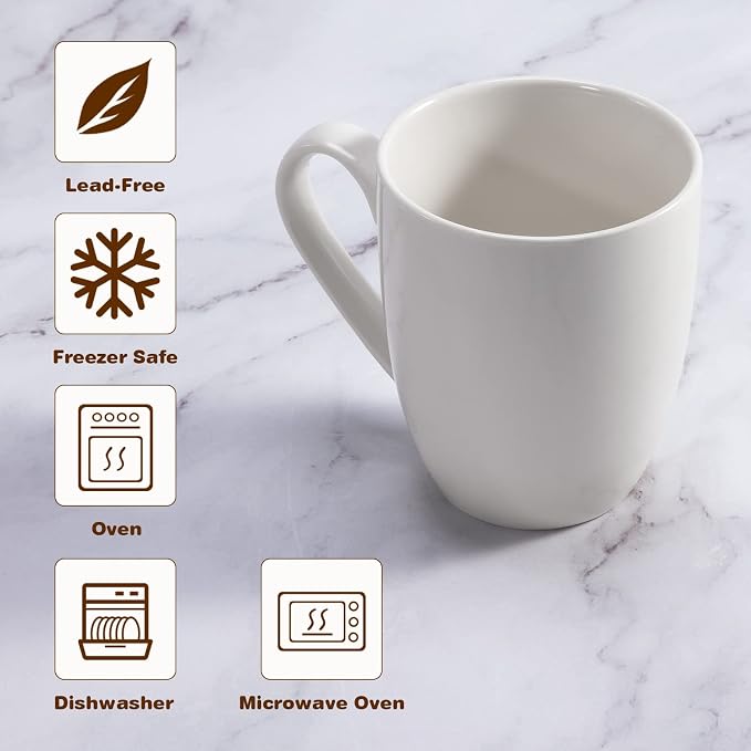 Urbanstrive 16 oz Large Coffee Mugs Ceramic Coffee Mug White Coffee Cups Tea - Image 5
