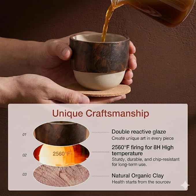 7oz Ceramic Espresso Cup, Modern Handleless Pottery Coffee Mug - Image 6