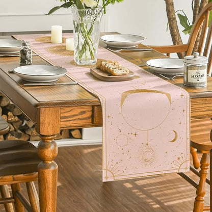 Artoid Mode Pink Astrology Moon Magic Art Table Runner, Seasonal Mystical - Image 4