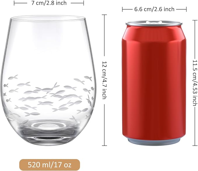 Joeyan Etched Stemless Wine Glasses, Hand Blown Drinking Glass Cups Wine Tumbler - Image 7