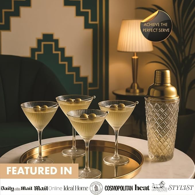 VEMACITY - Luxury Cocktail Shaker Set - Gold Glass Cocktail Shaker - Image 4