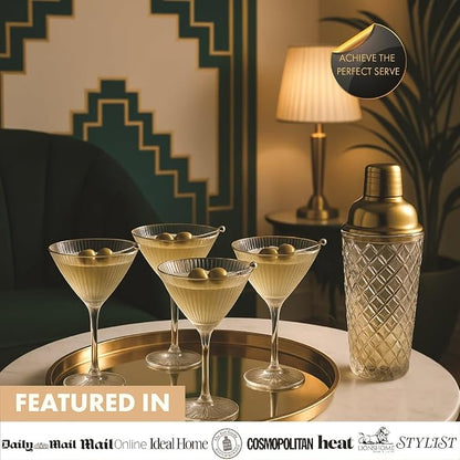 VEMACITY - Luxury Cocktail Shaker Set - Gold Glass Cocktail Shaker - Image 4