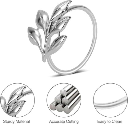 KPOSIYA Set of 12 Leaf Napkin Rings Metal Gold Napkin Holder Table Napkin Rings - Image 3