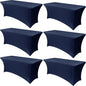 Obstal 6 Pack Stretch Spandex Table Covers for 6 Foot Tables - 6 FT Universal Rectangular Fitted Tablecloth Protector for Wedding, Banquet, Party (Navy, 72 Length x 30 Width x 30 Height Inches)