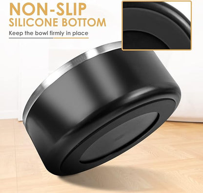 IKITCHEN Dog Bowl for Food and Water, 64 Oz Stainless Steel Pet Feeding Bowl, Durable Non-Skid Double Wall Insulated Heavy Duty with Rubber Bottom for Medium Large Sized Dogs (64 Ounces/8 Cup, Black)