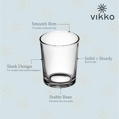 Vikko 5 Ounce Small Juice Glasses, Heavy Base Glassware, Cups for Drinking Orange Juice, Water, Kids Glass Drinking Glasses for Tasting, Set of 12 Clear Glass Tumblers