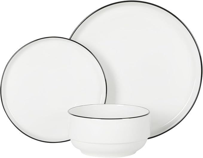 Gibson Home Rothernberg Plates and Bowls 18 Piece Porcelain White Dinnerware - Image 7
