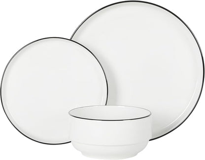 Gibson Home Rothernberg Plates and Bowls 18 Piece Porcelain White Dinnerware - Image 7