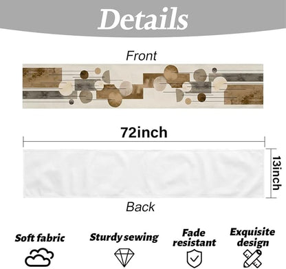 Neutral Abstract Table Runner, Modern Boho Brown Grey Line Shape Decorative | - Image 6