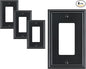 TREWELL 4-Pack Black Decorative Switch Plates and Outlet Covers, Durable Zinc Alloy, Compatible with Decorator Outlet Receptacle, Rocker Switch, Dimmer Switch, GFCI Outlets, Size 3.15''W x 4.92''H