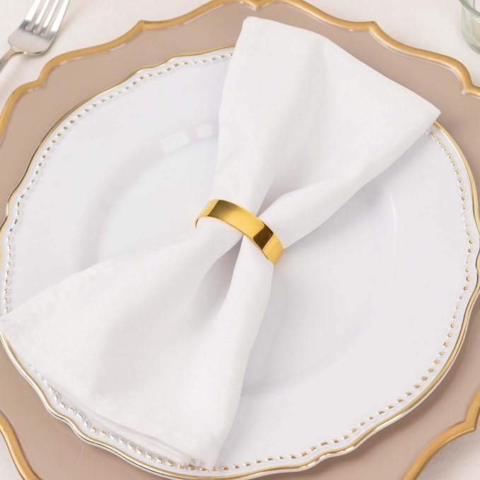 Efavormart 4 Pack | 2" Shiny Gold Metal Semicircle Napkin Rings, D-Shaped by efavormart