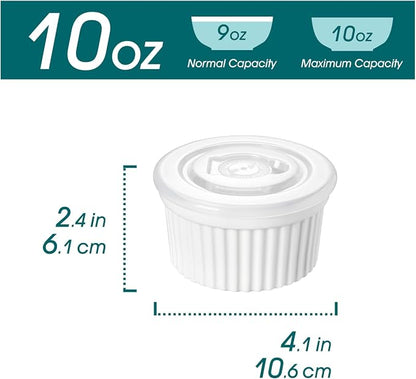 vancasso 10 oz Ramekins with Lid, Porcelain Creme Brulee Souffle Dishes - Image 2