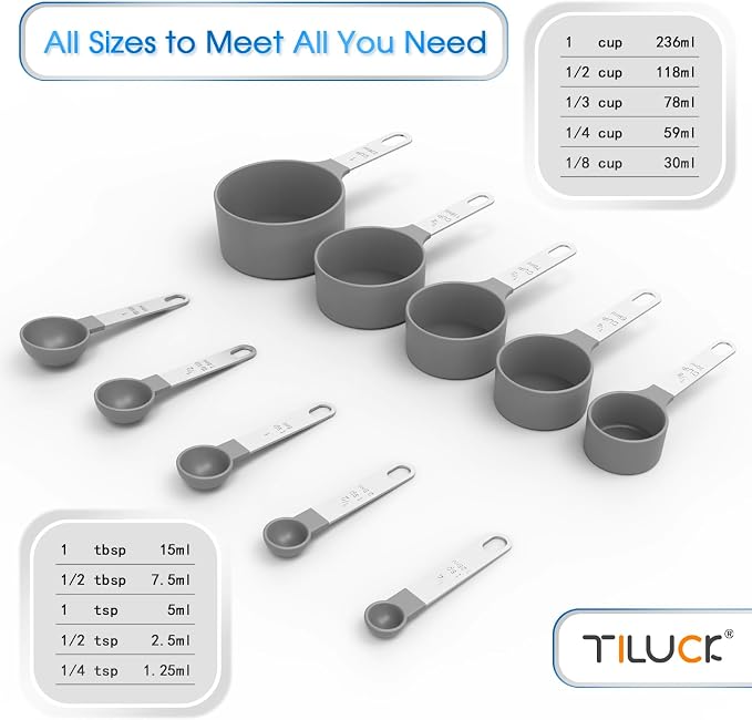 Measuring Cups & Spoons Set, Stackable Cups and Spoons | Nesting Measure Cups - Image 3