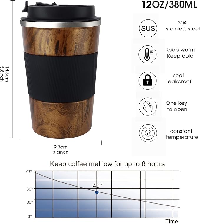 KETIEE Travel Mug, 12oz Insulated Coffee Cup - Image 6