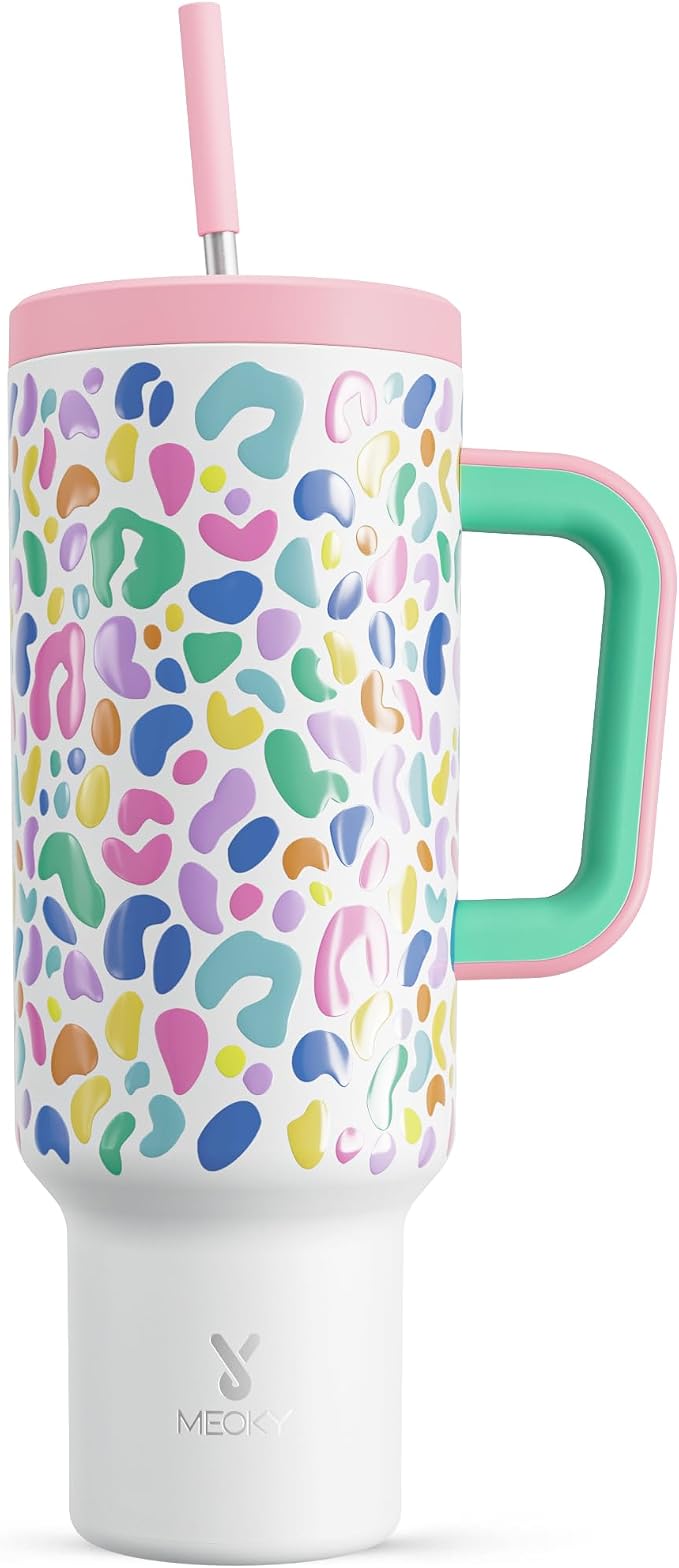 Meoky 50 oz Tumbler with Handle, Tumbler with Lid and Straw, Insulated by MEOKY